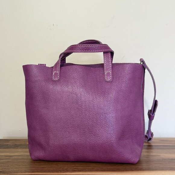 Portland Leather Goods Medium Crossbody Mulberry purple EUC bag purse tote - Picture 3 of 10